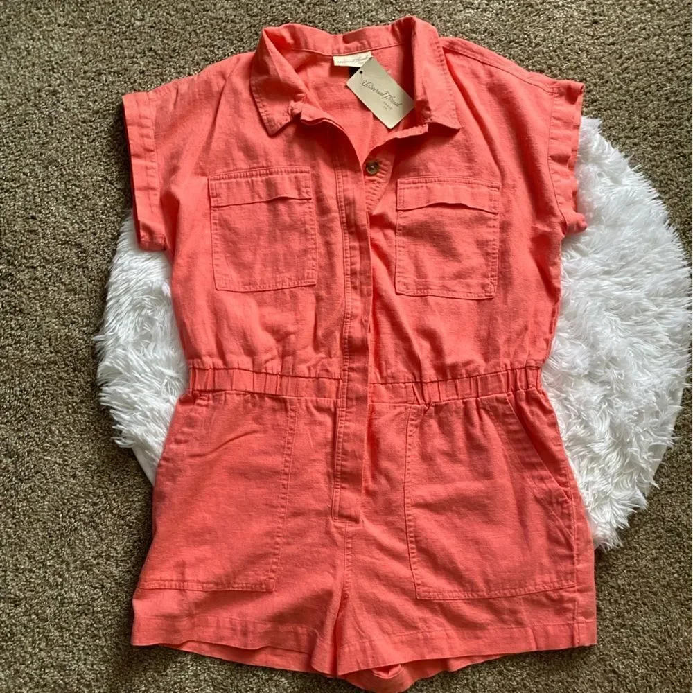 Universal Thread Shorts Romper New Linen Rayon Blend Womens Size 14
